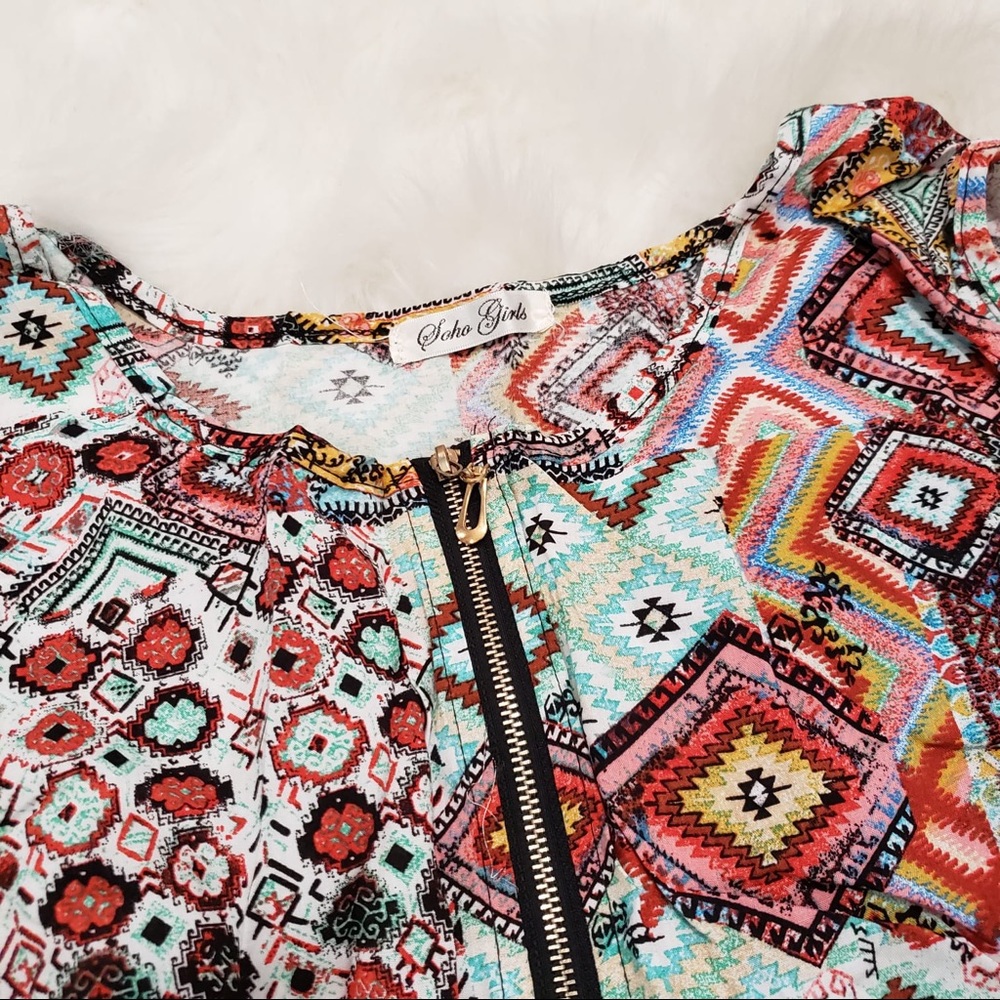 Sleeveless Elastic Waist Printed Romper